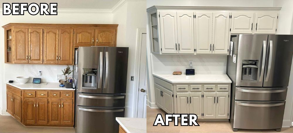 Before and After White Cabinet Painting by Axel's Cabinets